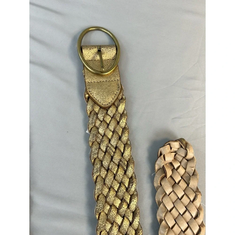 Womens Belt Lot 3 Rhinestone Stretch‎ Denim Grommet Gold Braided Boho